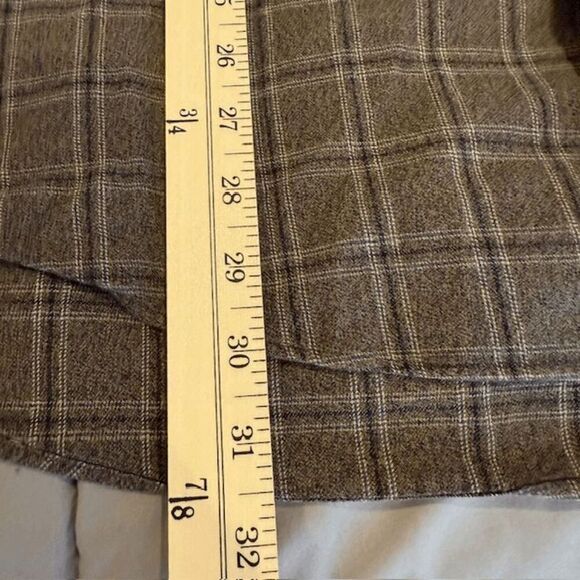 Scott Barber Brushed Cotton Button Shirt Gray Black Windowpane Plaid Size Large - Picture 7 of 9